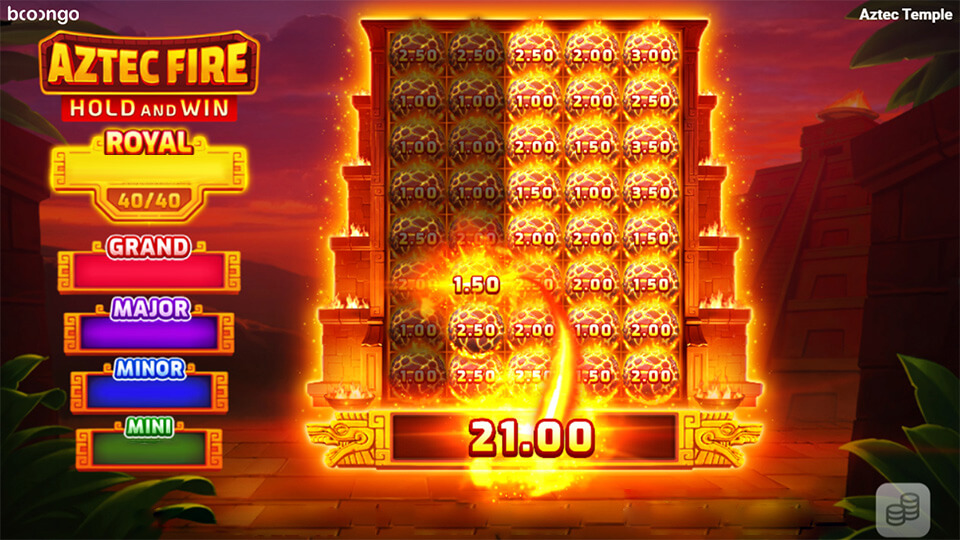 Aztec Fire base game reels