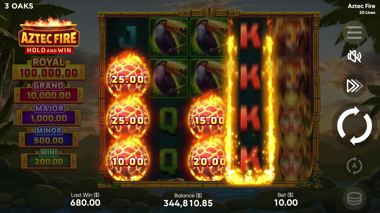 Aztec Fire Hold and Win bonus round
