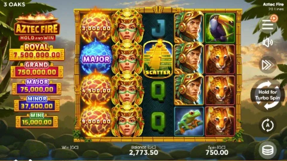 Aztec Fire jackpot trigger screen
